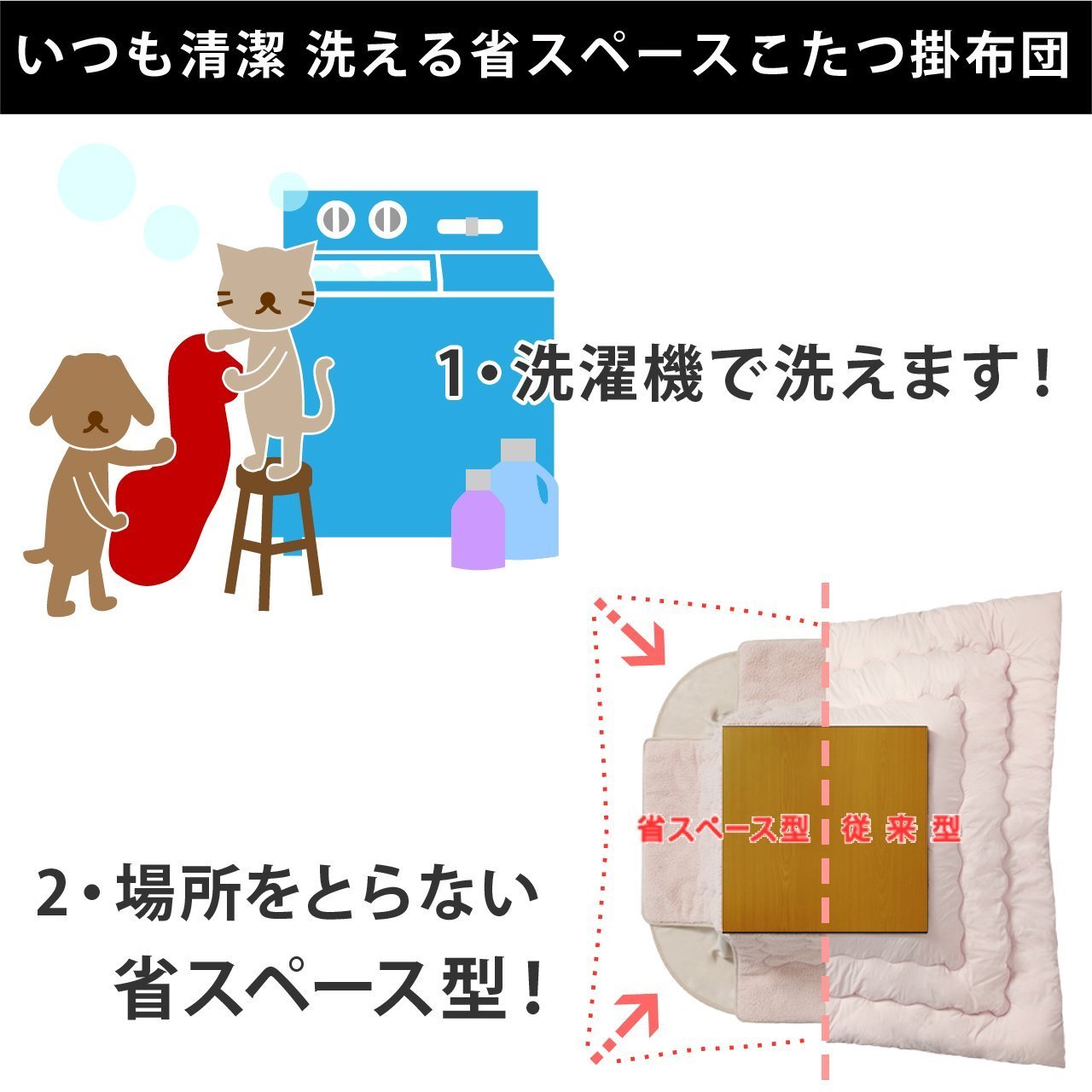 Amazon | 北欧デザイナーズ省スペースこたつ布団 〔タピオ〕 90x60cm